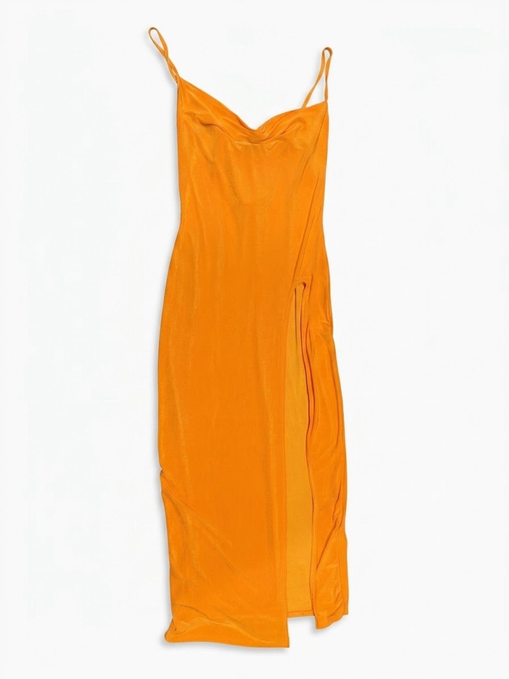 PrettyLittleThing Orange Slip Midi Dress with Side Split